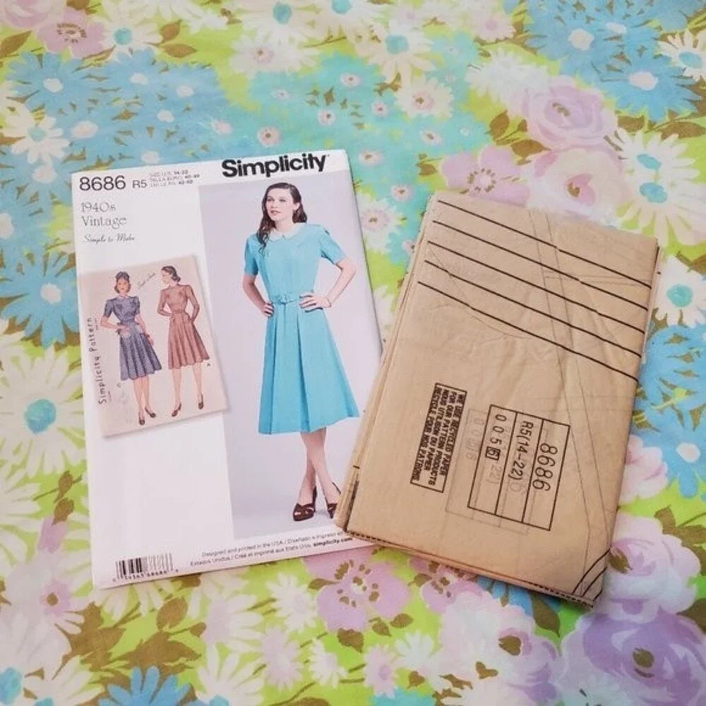 NEW Simplicity Vintage 1940's Dress Sewing Pattern